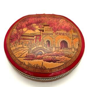 Vintage 1930's or 40's Leather‎ Powder Compact